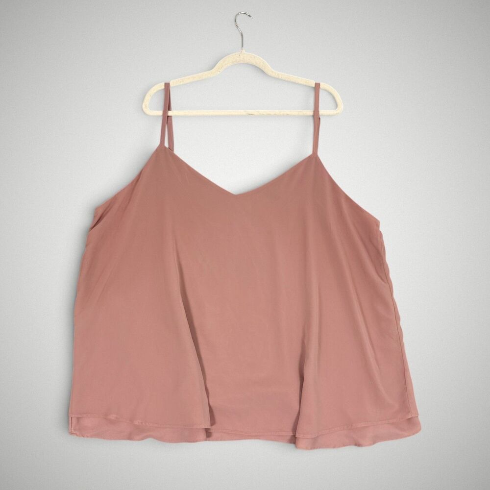 Torrid Sophie Chiffon Double Layer Swing Cami Tank V-neck Sleeveless Rose Sz 3x